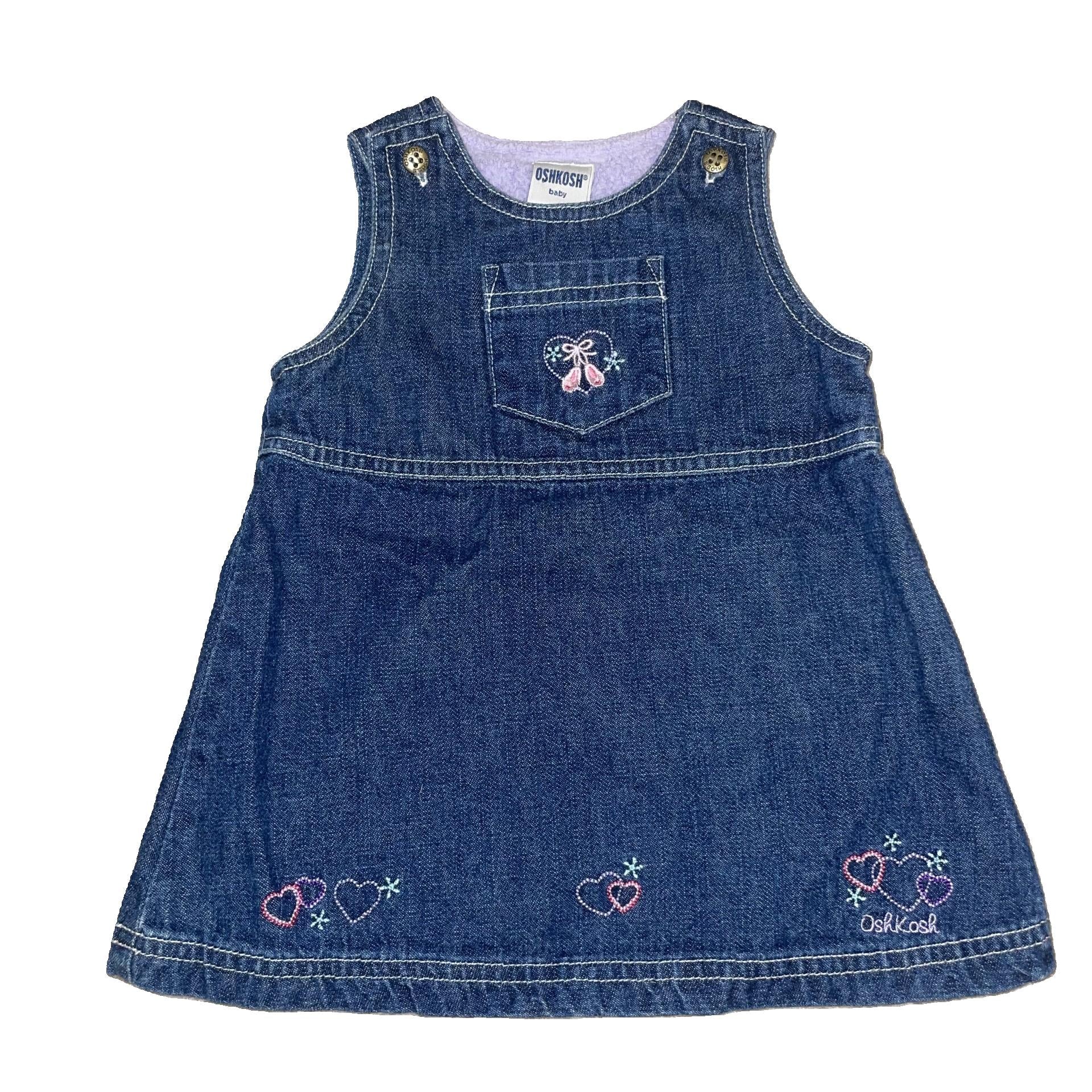 oshkosh denim jumper dress Vintage Toddler Dress- Blue Denim 90's Jumper by Oshkosh B'Gosh Size 3T